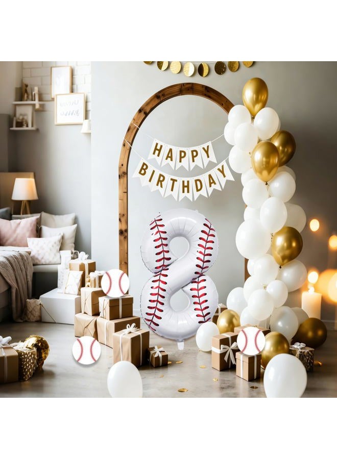 Lcoor Baseball Birthday Decor, 40'' Baseball Number 8 Balloon,Sport Themed Balloons Party Decorations (8) - Image 4