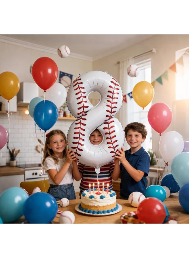 Lcoor Baseball Birthday Decor, 40'' Baseball Number 8 Balloon,Sport Themed Balloons Party Decorations (8) - Image 5