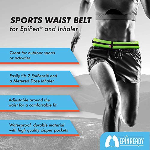 vivelle EpiPen Waist Belt with Medical Alert Tag – Fanny Pack for Epinephrine Auto-Injector & Inhaler – Adjustable Pouch for Kids & Adults – Outdoor & Sports Use – Midnight Black - Image 2