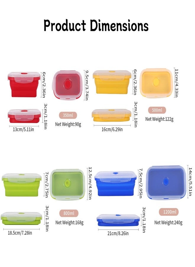 XPAPOV 4 Collapsible Food Storage Containers, Silicone Food Storage Containers with Plastic Airtight Lids, Collapsible Storage Containers for Food Camping, Microwave Dishwasher Freezer Safe - Image 2