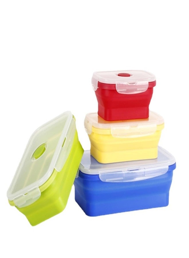 XPAPOV 4 Collapsible Food Storage Containers, Silicone Food Storage Containers with Plastic Airtight Lids, Collapsible Storage Containers for Food Camping, Microwave Dishwasher Freezer Safe - Image 1