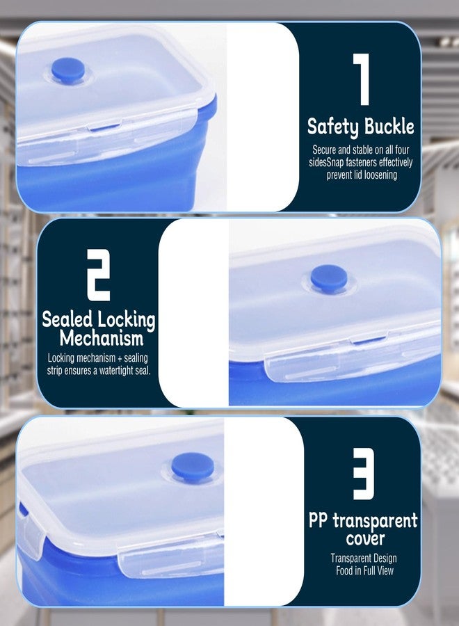 XPAPOV 4 Collapsible Food Storage Containers, Silicone Food Storage Containers with Plastic Airtight Lids, Collapsible Storage Containers for Food Camping, Microwave Dishwasher Freezer Safe - Image 4