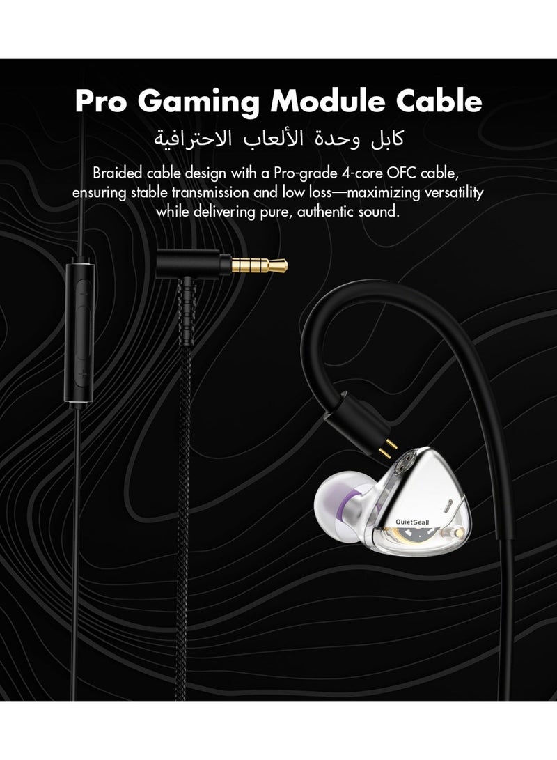 ROSESELSA QuietSea 2 3.5mm Wired IEM Gaming Earphones with Included Type-C DSP Adapter, HD Mic, Hi-Fi Sound, Zero Latency for PUBG Mobile, iPhone 15, Samsung, iPad - Image 2