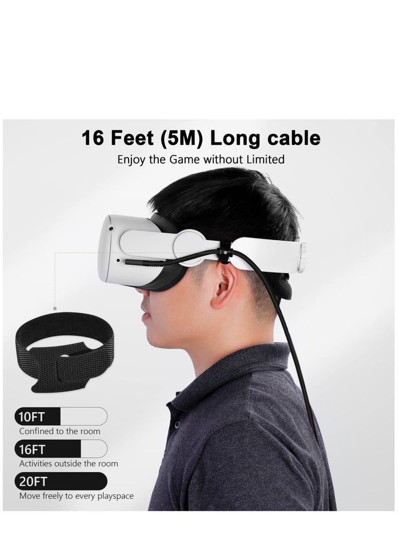 KASTWAVE متوافق مع كابل توصيل Oculus Quest 2 بطول 16 قدم، كابل سماعة رأس VR لـ Oculus Quest 2 / Quest 1، USB 3.2 نوع C إلى C سلك شحن لنقل البيانات عالي السرعة لأجهزة الكمبيوتر الشخصية وأجهزة شحن USB C - Image 5