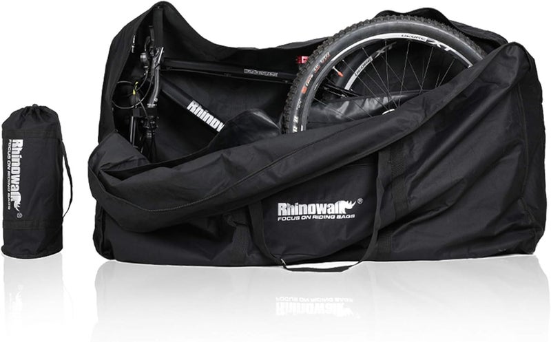 Rhinowalk Bike Transport Bag for 26 Inch Wheel Size Mountain Road Bikes - Waterproof Bicycle Travel Case Foldable Carrier Bag for Train Air Travel (Black) - Image 1
