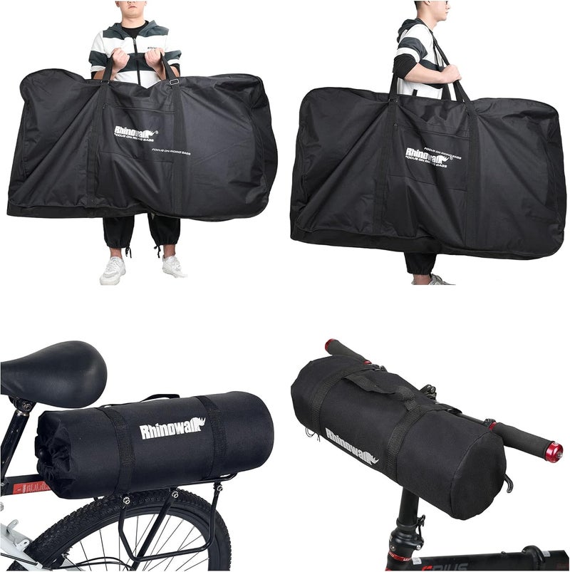 Rhinowalk Bike Transport Bag for 26 Inch Wheel Size Mountain Road Bikes - Waterproof Bicycle Travel Case Foldable Carrier Bag for Train Air Travel (Black) - Image 2