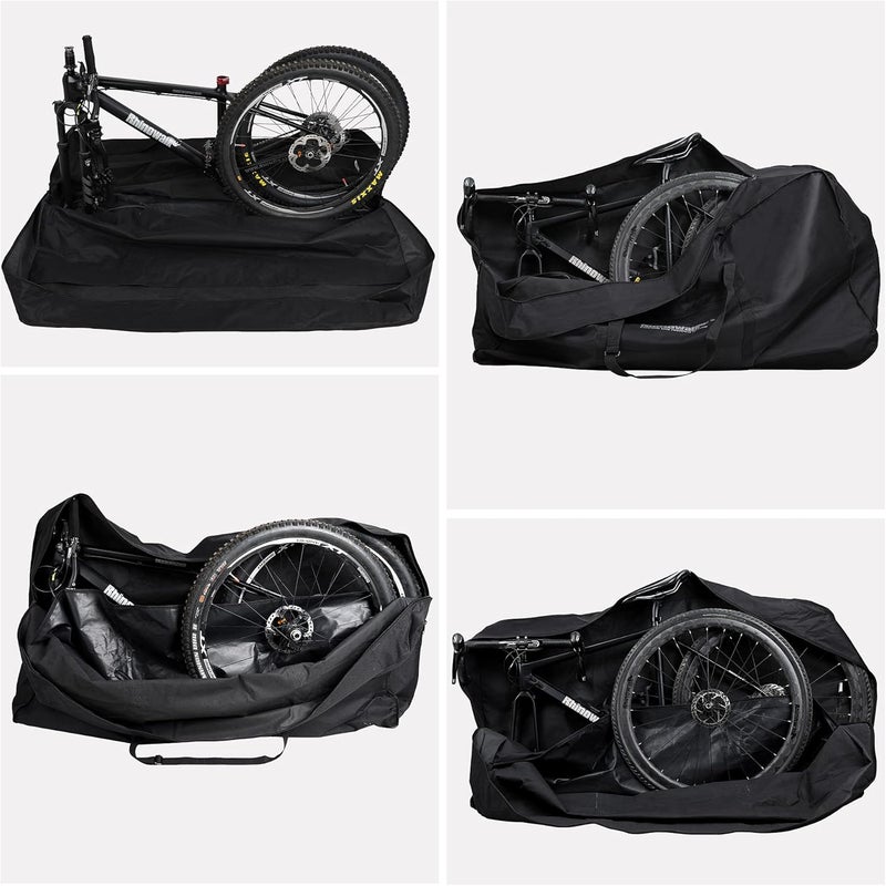 Rhinowalk Bike Transport Bag for 26 Inch Wheel Size Mountain Road Bikes - Waterproof Bicycle Travel Case Foldable Carrier Bag for Train Air Travel (Black) - Image 3