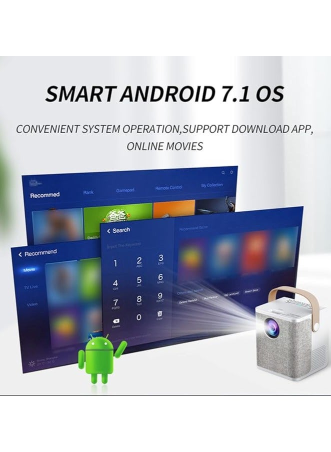 Portable LCD LED Projector Android 7.1 Home Theater with 2.4G/5G Dual-Band WiFi, BT 4.0, Wireless Mirroring, HD AV USB TF Card Input, 3.5mm Audio Out, Remote Control  - Image 4