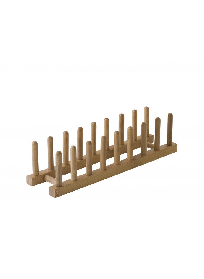 Lipper International 887 Bamboo Wood Plate Rack and Pot Lid Holder, 15-3/8" x 4-3/8" x 4" - Image 1