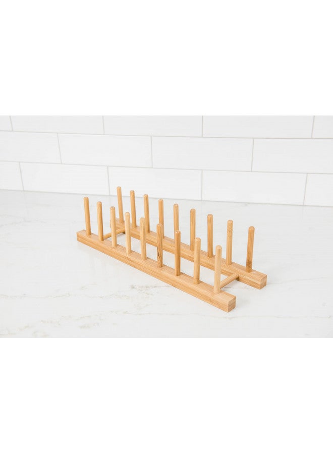 Lipper International 887 Bamboo Wood Plate Rack and Pot Lid Holder, 15-3/8" x 4-3/8" x 4" - Image 3