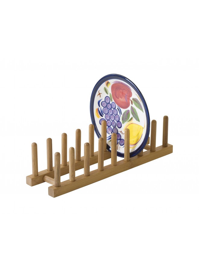 Lipper International 887 Bamboo Wood Plate Rack and Pot Lid Holder, 15-3/8" x 4-3/8" x 4" - Image 2