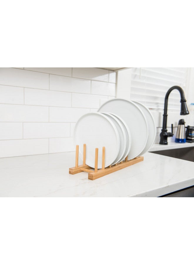 Lipper International 887 Bamboo Wood Plate Rack and Pot Lid Holder, 15-3/8" x 4-3/8" x 4" - Image 4