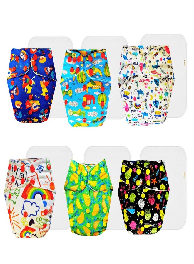 حفاضات دمبلدو القماشية الممتازة مع حشوة قطنية (عبوة من 6) | مضادة للحساسية | وسادة ماصة بست طبقات | سريعة الجفاف | مثالية لفصل الصيف الهندي | من 3 أشهر إلى 3 سنوات | مناسبة للجنسين - Image 1