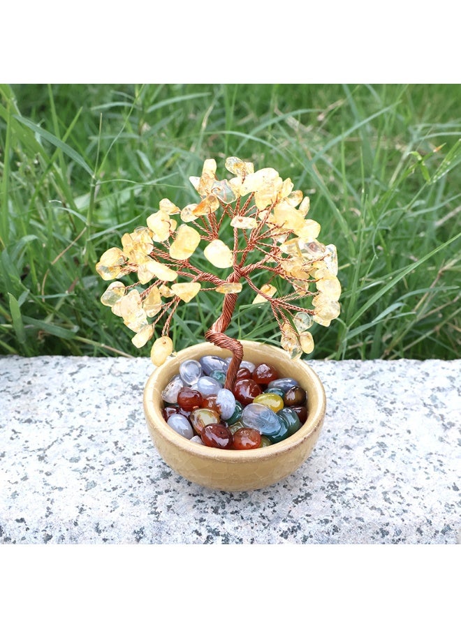 Natural Crystal Wealth Tree Money Pot Ornament with Base