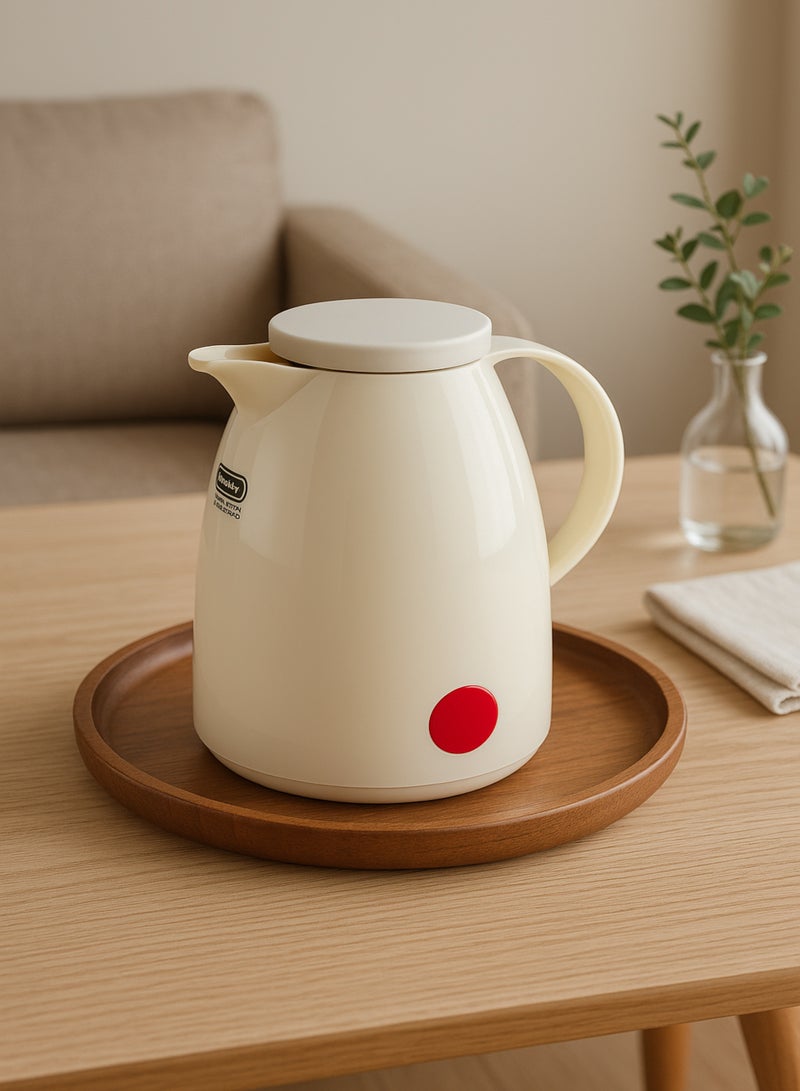 باصرة ترمس شاي وقهوة حراري – تصميم أنيق باللون بيج – حافظ حرارة 12 وبرودة 24 ساعة بسعة 1 لتر / 1.5 لتر / 2 لتر، تصميم أنيق للضيافة والمطبخ وغرف المعيشة - Image 5