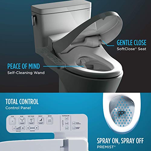 TOTO SW2034#01 C100 Electronic Bidet Toilet Cleansing Water, Heated Seat, Deodorizer, Warm Air Dryer, and PREMIST, Elongated, Cotton White - Image 2