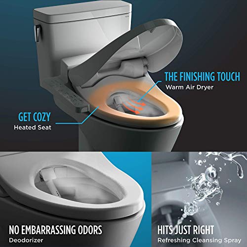 TOTO SW2034#01 C100 Electronic Bidet Toilet Cleansing Water, Heated Seat, Deodorizer, Warm Air Dryer, and PREMIST, Elongated, Cotton White - Image 3