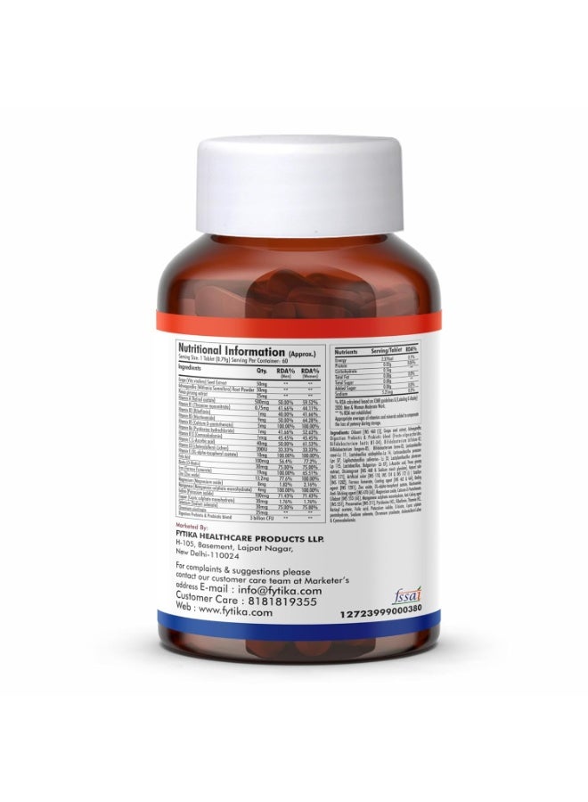 FYTIKA Vita 365-60 Tablets (Pack of 1) | Multivitamin For Men and Women | With Ashwagandha, Ginseng, Probiotics & Prebiotics and Biotin| Enhances Energy, Immunity and Digestion - Image 3