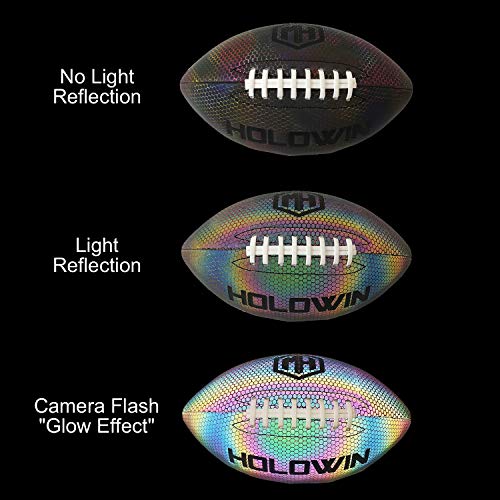 HW HOLOWIN Holographic Luminous Light Up Rugby Balls Reflective Football for Night Games & Training, Glowing in The Dark, Great American Football Gifts for Men - Image 3