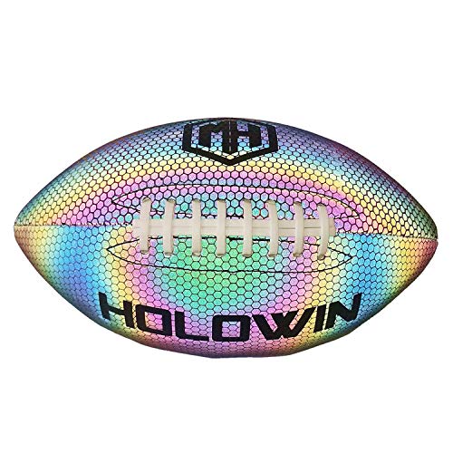 HW HOLOWIN Holographic Luminous Light Up Rugby Balls Reflective Football for Night Games & Training, Glowing in The Dark, Great American Football Gifts for Men - Image 1