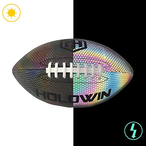 HW HOLOWIN Holographic Luminous Light Up Rugby Balls Reflective Football for Night Games & Training, Glowing in The Dark, Great American Football Gifts for Men - Image 2