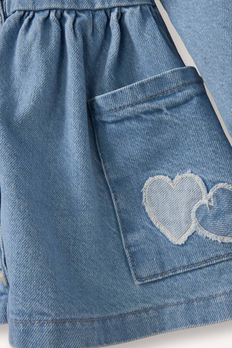 ديفاكتو فستان بيبي بناتي جينز كم طويل - Image 3