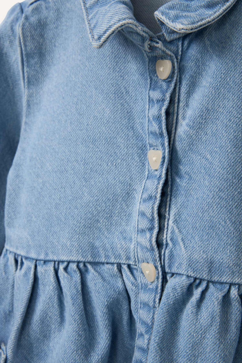 ديفاكتو فستان بيبي بناتي جينز كم طويل - Image 2