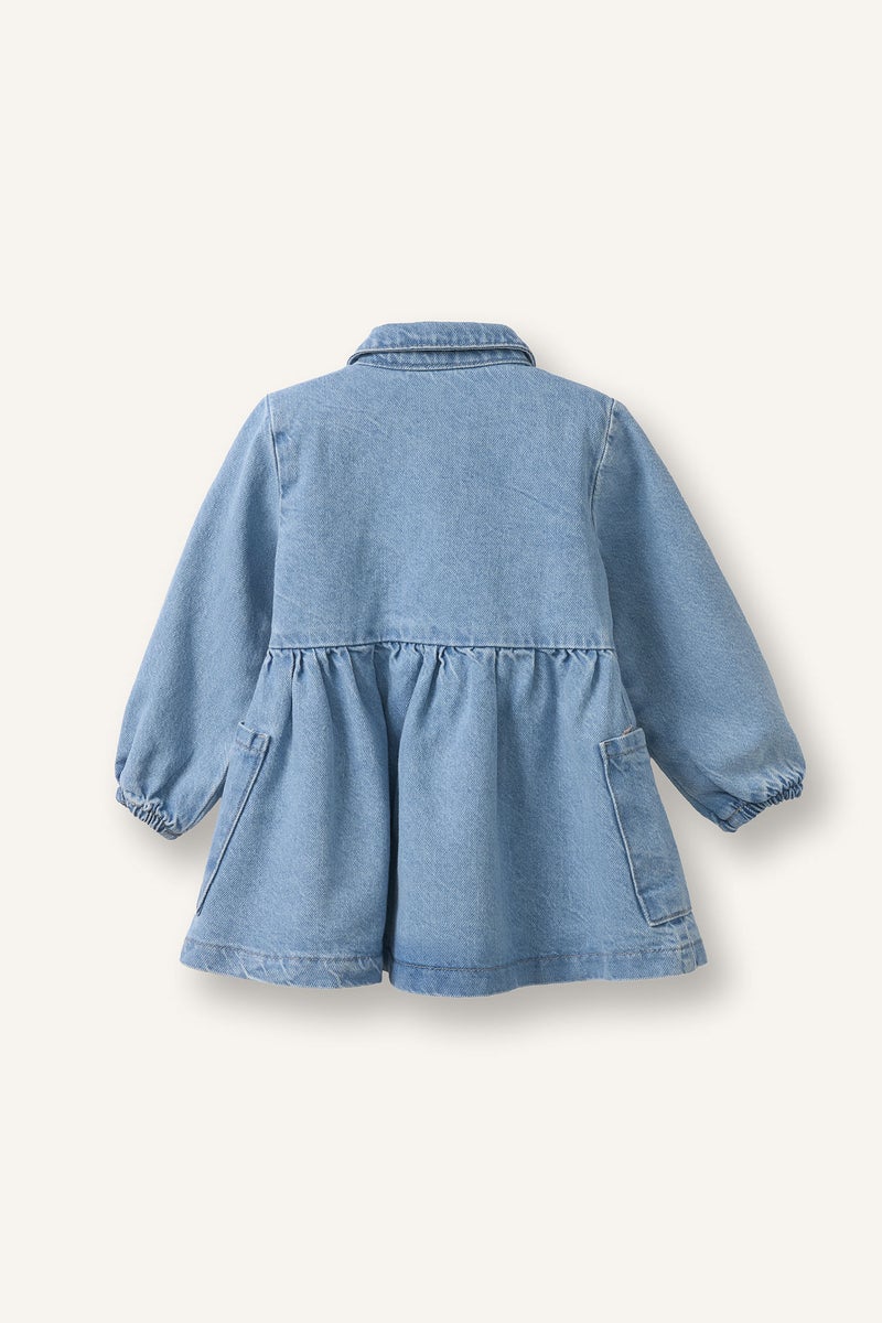 ديفاكتو فستان بيبي بناتي جينز كم طويل - Image 4