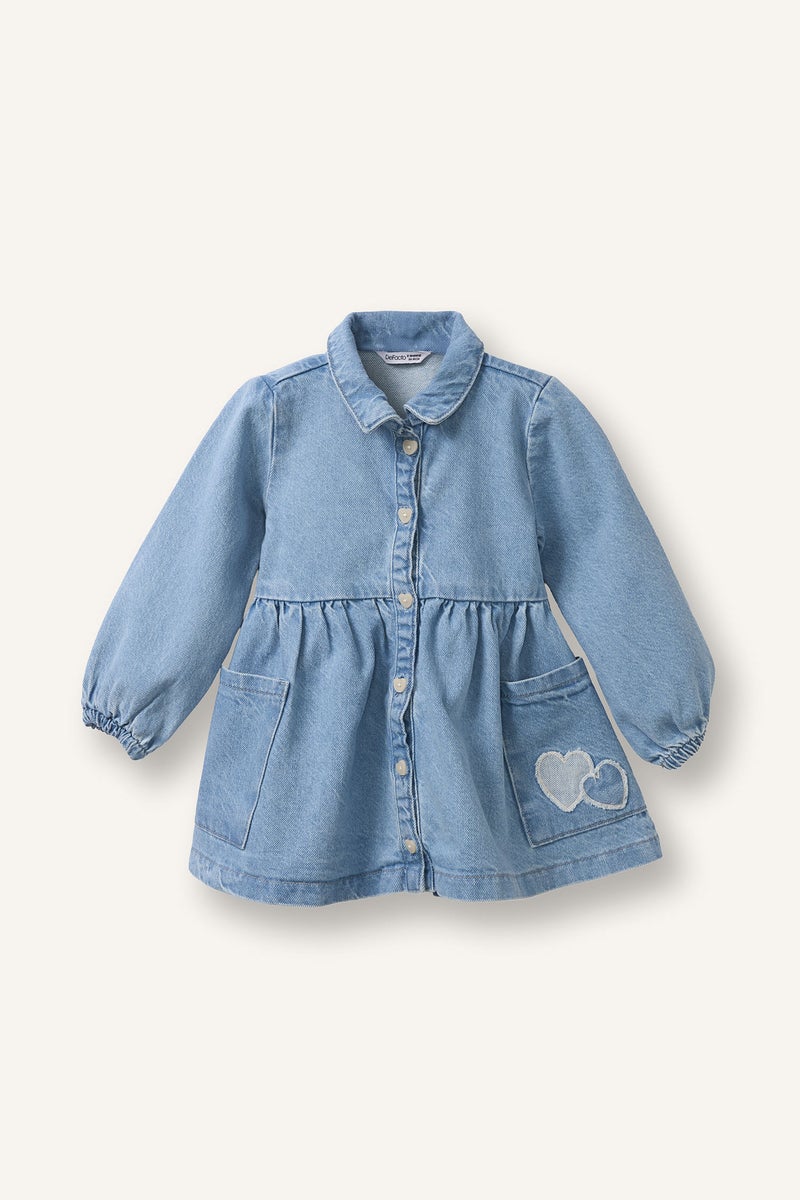 ديفاكتو فستان بيبي بناتي جينز كم طويل - Image 1