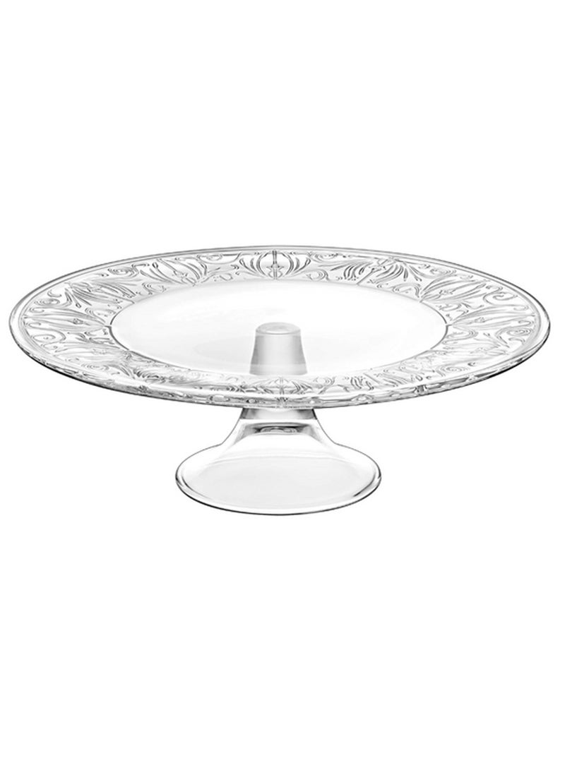 Vidivi Burano High Definition Glass Footed Cake Plate Crystal Clear 33cm