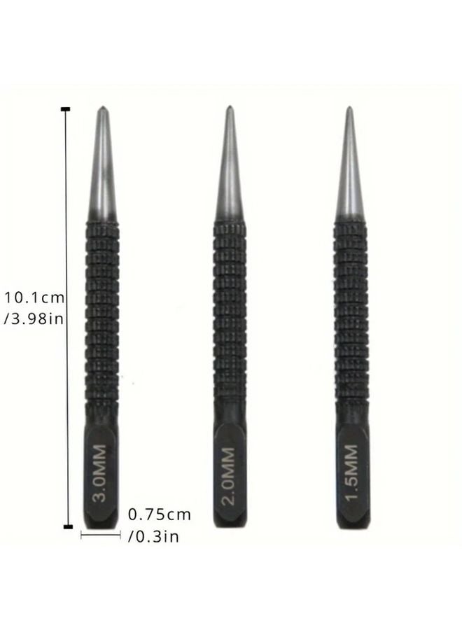 3pcs High Carbon Steel Center Punch Set Anti Skid Metal Wood Marking Drilling Tool - Image 4