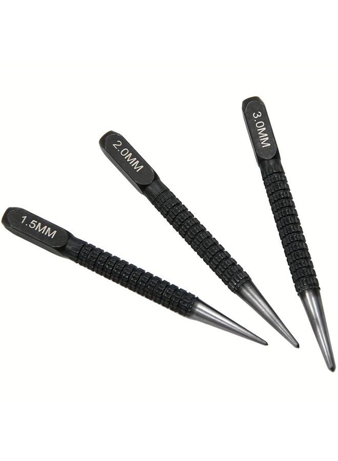 3pcs High Carbon Steel Center Punch Set Anti Skid Metal Wood Marking Drilling Tool - Image 1