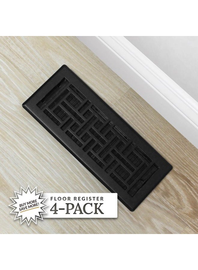 Decor Grates (4-Pack) AJH412-BLK Oriental Floor Register, 4x12 Inches, Textured Black Finish - Image 5