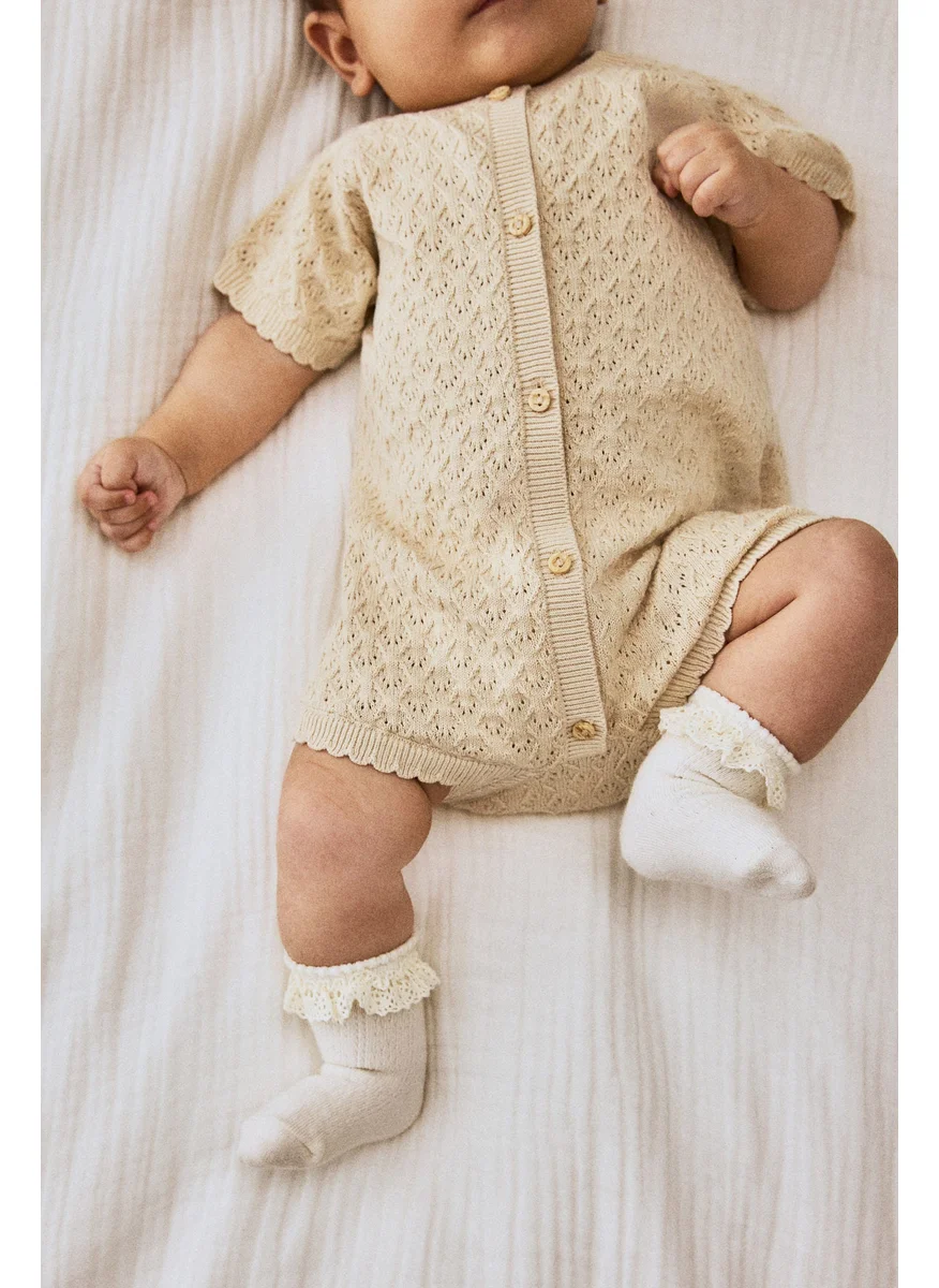 H&M Pointelle-Knit Cotton Romper Suit