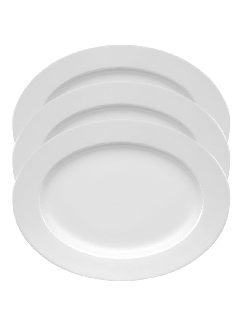 3 Piece Melamine Oval Serving Platter White Easy to Store Durable Shatterproof and Dishwasher Safe Multiple Sizes Break-resistant Melamine Oval Serving Plate - Image 1
