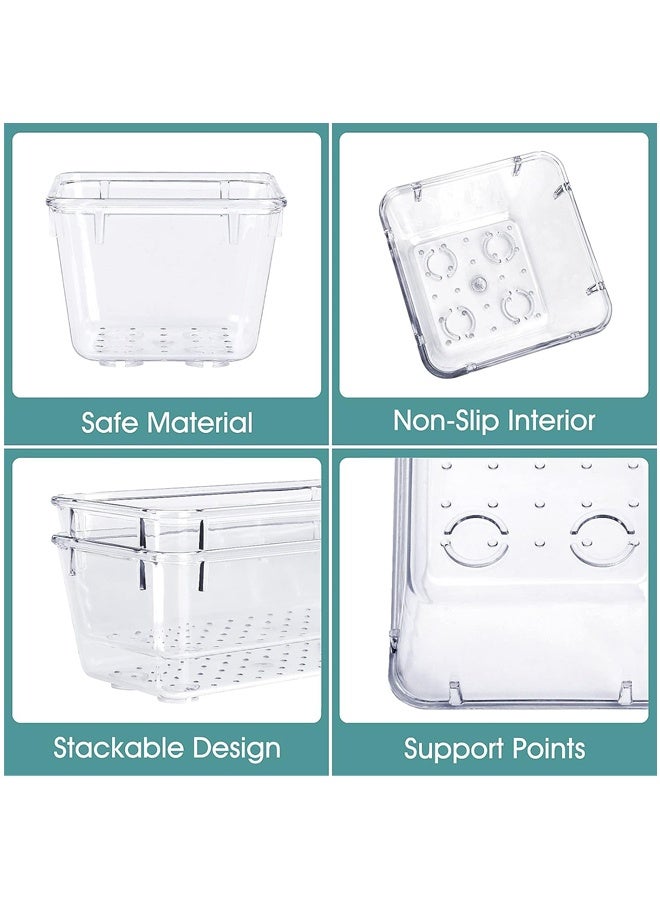 25 جهاز تنظيم جرارات بلاستيكية شفافة مجموعة، حمام متعدد الاستعمالات رباعي الأحجام وأواني تنظيم جرارات فانيتي، وصناديق تخزين للمكياسات، وغرفة النوم، وأدوات المطبخ والأدوات المكتبية - Image 4