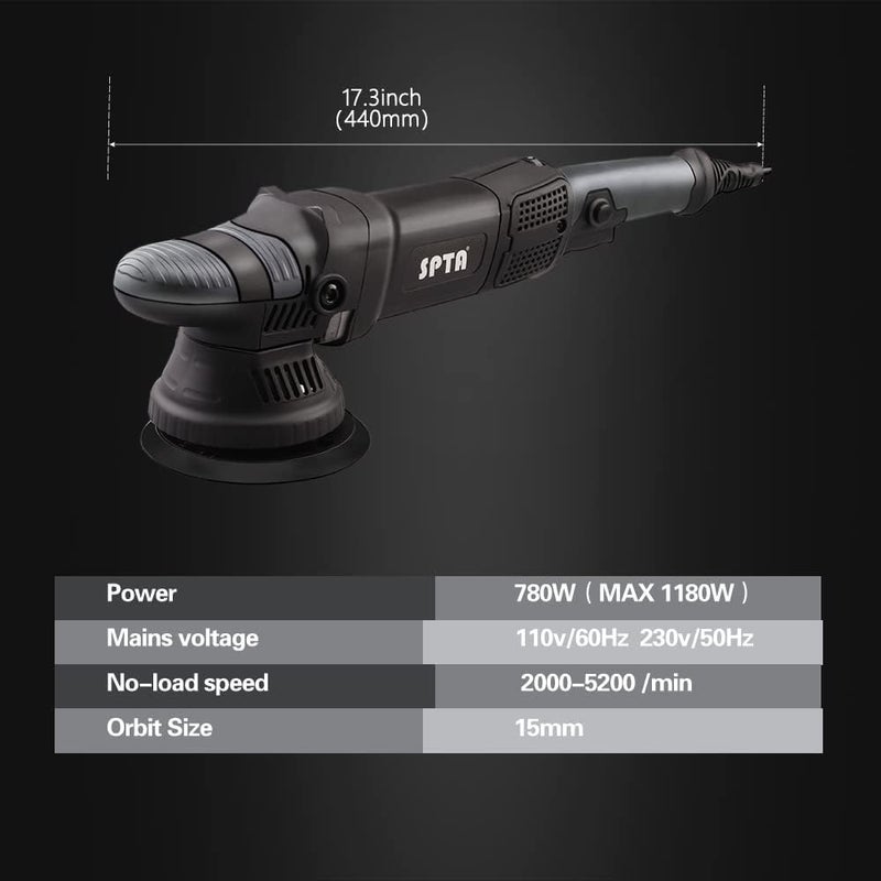 SPTA مPolisher Buffer، 5 إنش 125 مم جهاز تلميع دوار مزدوج الحركة، مجموعة تلميع السيارات، 4 قطع 5 إنش و 4 قطع 6 إنش وسادة تلميع، حقيبة تعبئة لتلميع السيارات والشمع--DAPSET-US - Image 4
