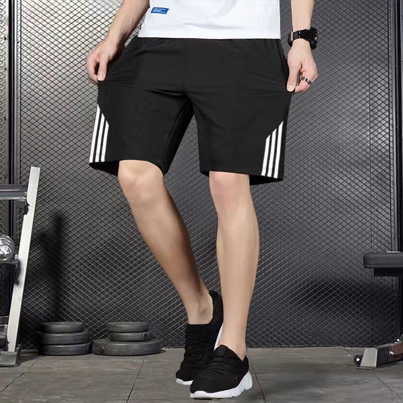 Mens Summer Quick-Dry Shorts Casual Loose Fit Black 