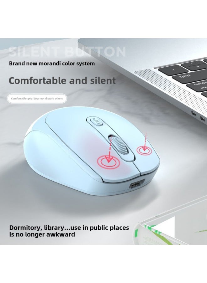 Generic - Spot Silent Wireless Mouse Rechargeable Dual-mode Bluetooth Mouse Gift Computer Office Macron Multi-color Optional-Color:Battery Model Dual-mode White (bring Your Own 2 Batteries) - Image 1