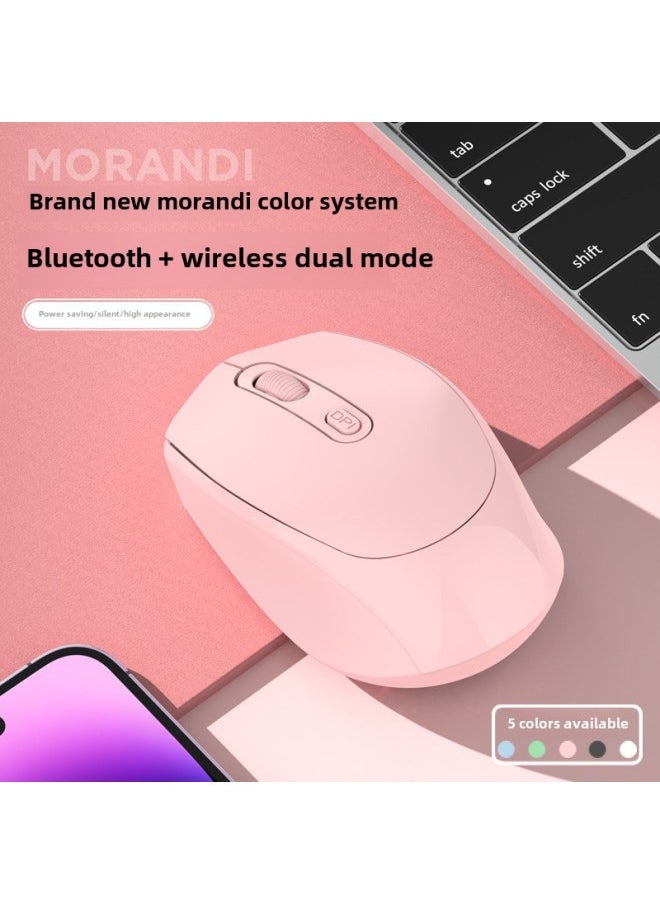 Generic - Spot Silent Wireless Mouse Rechargeable Dual-mode Bluetooth Mouse Gift Computer Office Macron Multi-color Optional-Color:Battery Model Dual-mode White (bring Your Own 2 Batteries) - Image 1