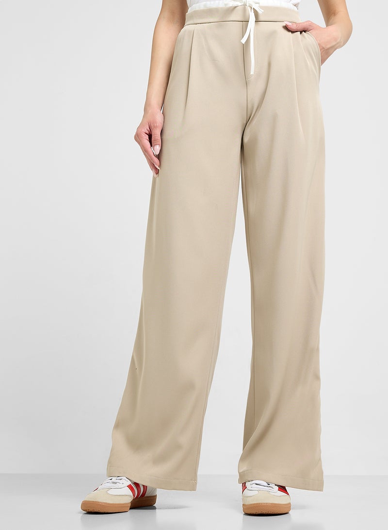 Ginger Contrast Waist Panel Straight Fit Pants - Image 2