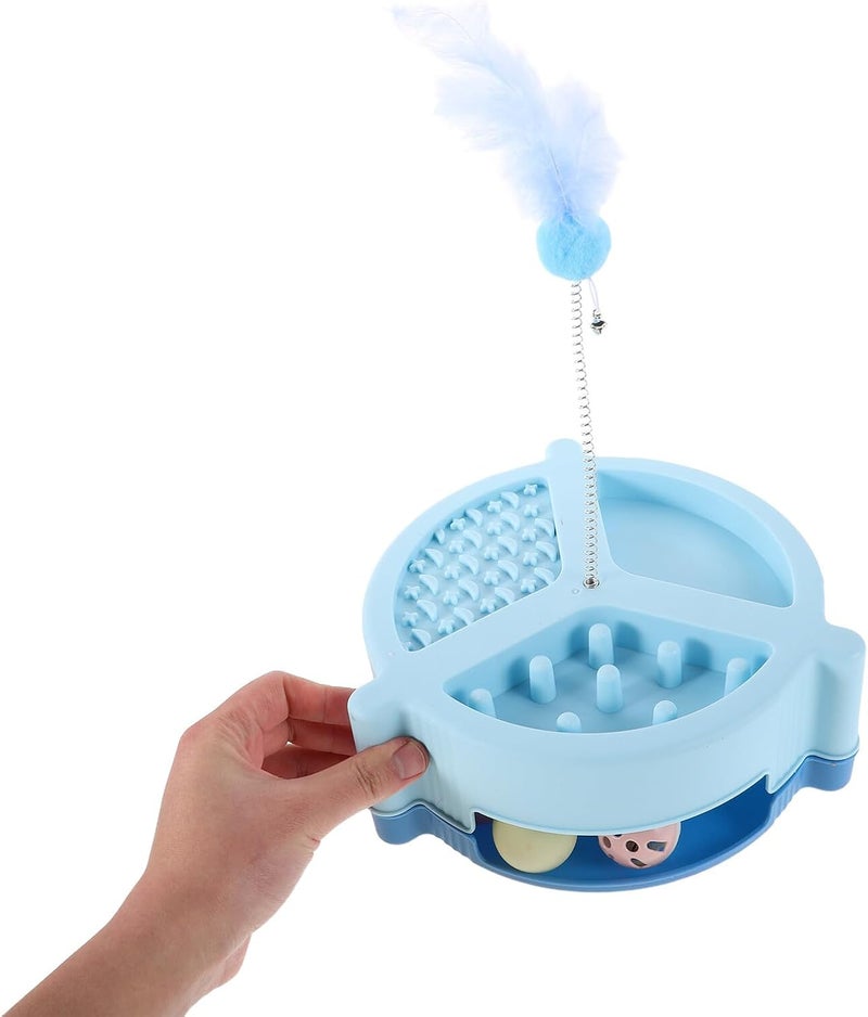 GALPADA Interactive Cat Ball Turntable Automatic Teaser with Cat Teasing Stick and Kittens Enrichment Pet Supplies in Blue - Image 4