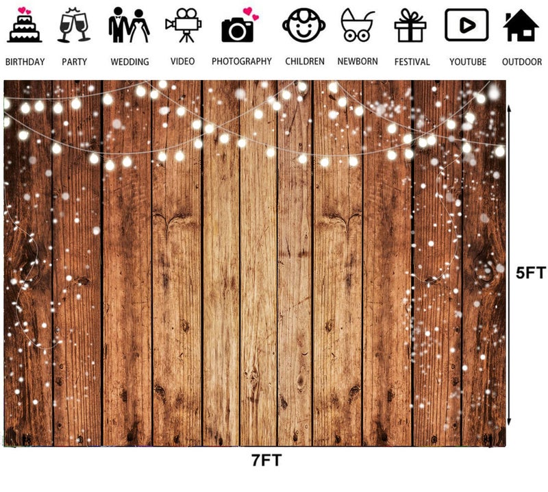 LTLYH 7x5ft Brown Wood Photography Backdrop Photographers Brown Photo Backdrop Retro Wood Wall Backdrop Baby Shower Birthday Party Banners Backdrop 216 - Image 4