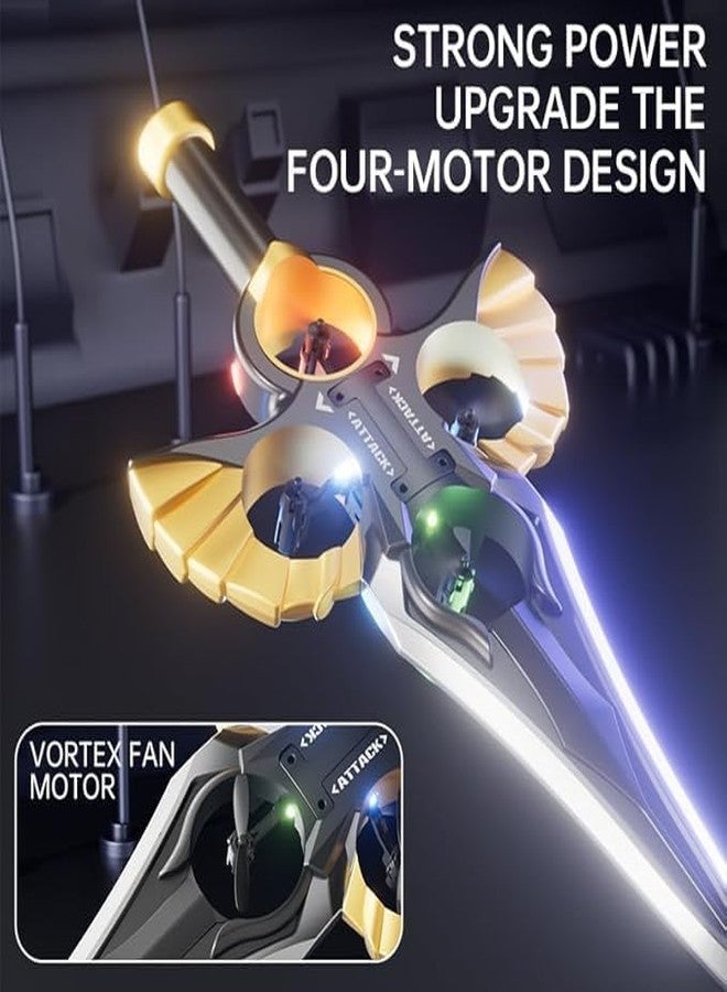 EXOMOON سيف طائر يتم التحكم فيه عن بعد من إكسومون، طائرة تحكم عن بعد مزودة بخاصية استشعار الإيماءات وأضواء LED، طائرة شراعية خفيفة الوزن مصنوعة من الفوم مع طيران مستقر للأطفال والكبار (متعددة الألوان) - Image 4