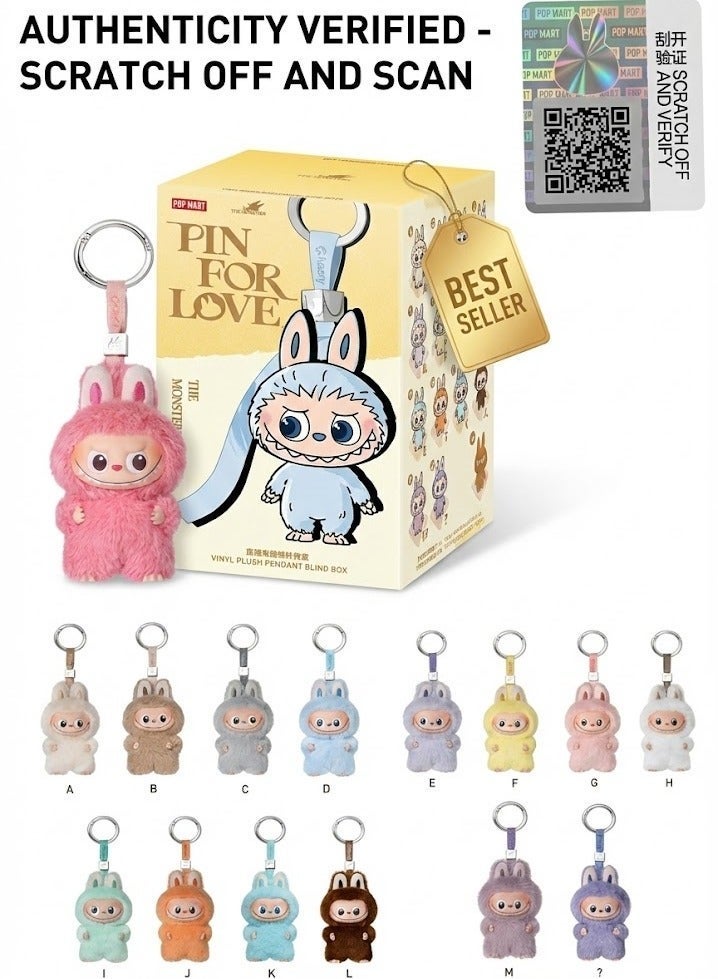 Pop Mart x Bobo & Coco Labubu THE MONSTERS Pin for Love Series-Vinyl Plush Pendant Blind Box (A-M) - PREORDER! 1pc - Style May Vary - Image 1