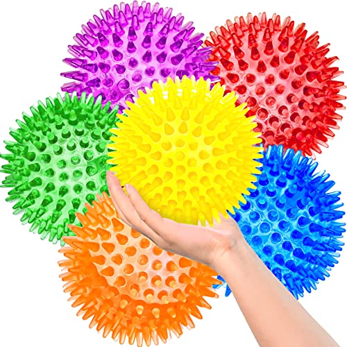 SHARLOVY 35 Large Dog Toys Ball 6 Pack Squeaky oys Durable for Aggressive Chewers Spiky Ball for Clean Teeth and Training Fetch Toys for Large Dogs for Puppy Chew and Teething - Image 1