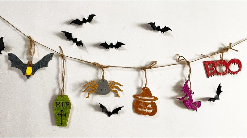 Antitoy 60 PCS Wooden Slices Hanging Ornaments Halloween Crafts for Kids DIY Decorations Indoor Party Supplies - Image 5