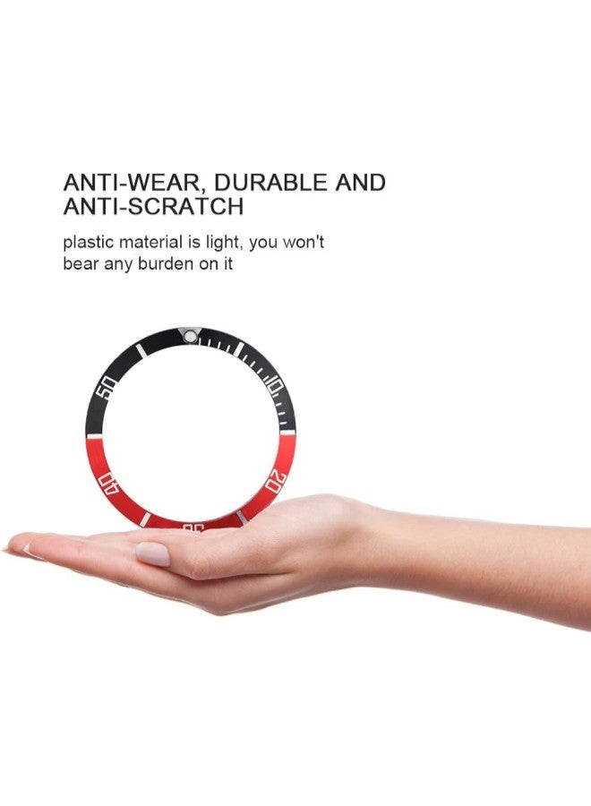 klarako Ceramic Watch Bezel Insert Numbers Markers Wristwatch Loop Replacement Classic Ring Wristband(Black + Red) - Image 2