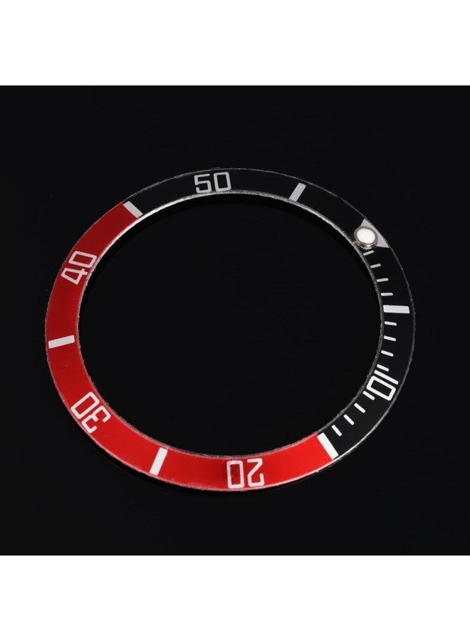 klarako Ceramic Watch Bezel Insert Numbers Markers Wristwatch Loop Replacement Classic Ring Wristband(Black + Red) - Image 3