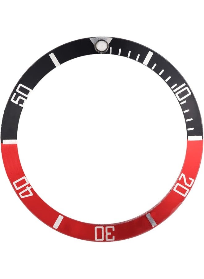 klarako Ceramic Watch Bezel Insert Numbers Markers Wristwatch Loop Replacement Classic Ring Wristband(Black + Red) - Image 1